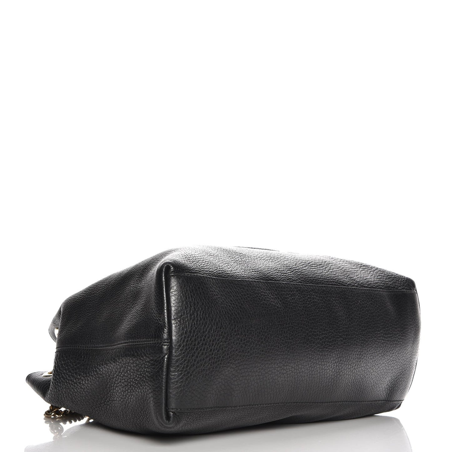 Pebbled Calfskin Medium Soho Chain Shoulder Bag Black