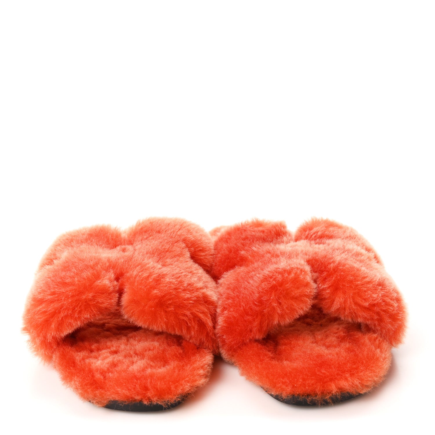 Hermes Woolskin Oran Sandals 37.5 Orange 3 of 9