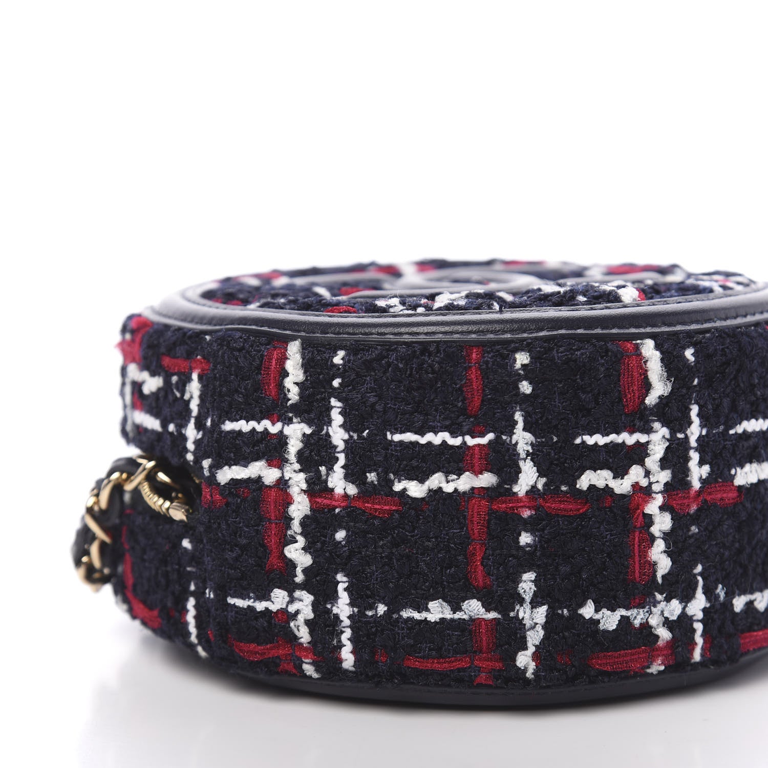Chanel Tweed Quilted Round Filigree Clutch With Chain Navy Blue 8 of 10