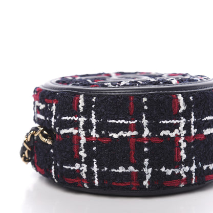 Chanel Tweed Quilted Round Filigree Clutch With Chain Navy Blue 8 of 10