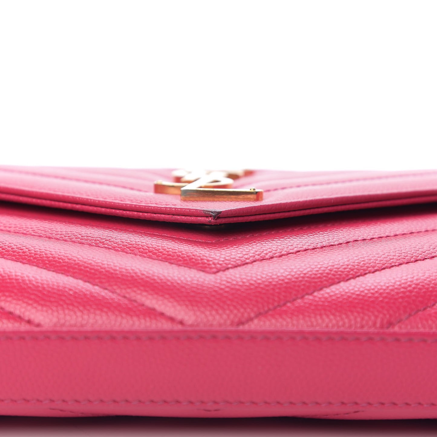 Grain De Poudre Matelasse Chevron Monogram Chain Wallet Hot Pink