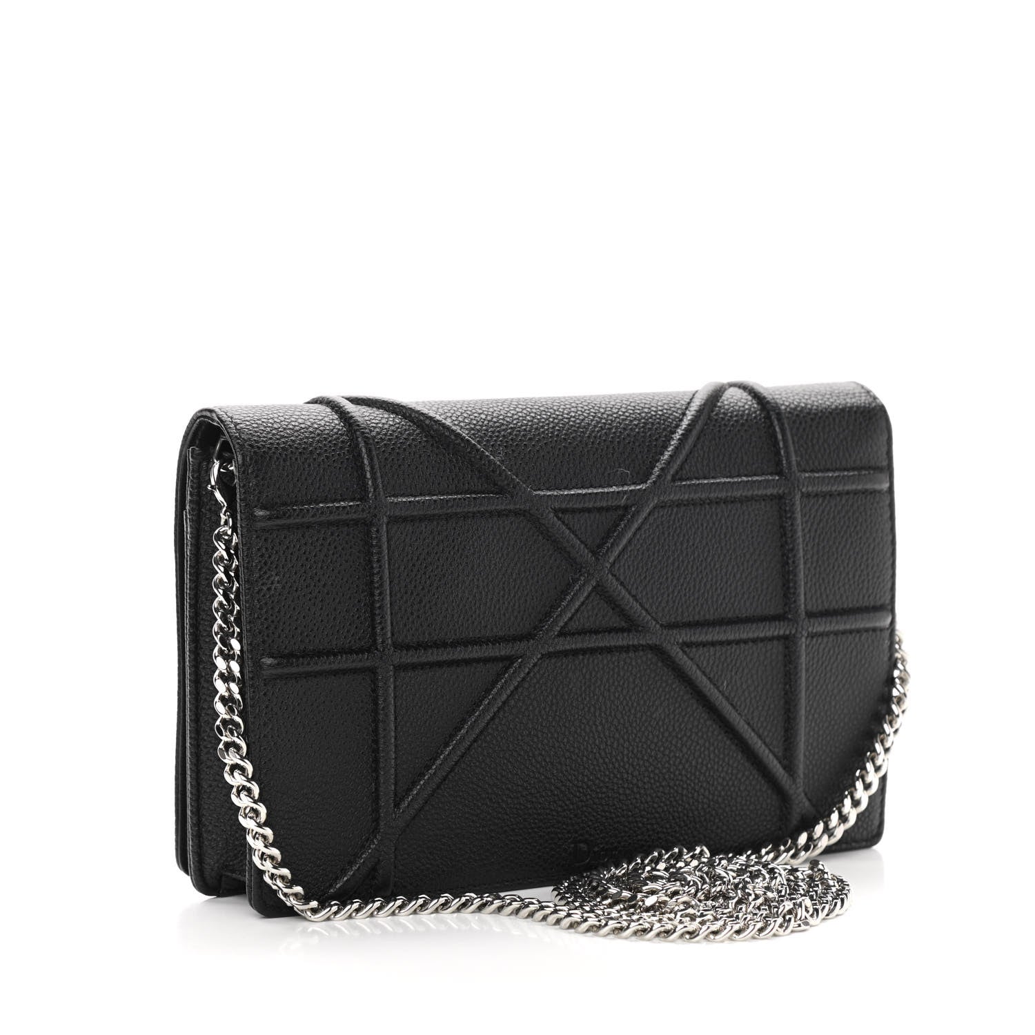 Christian Dior Grained Calfskin Diorama Wallet on Chain Pouch Black 2 of 13