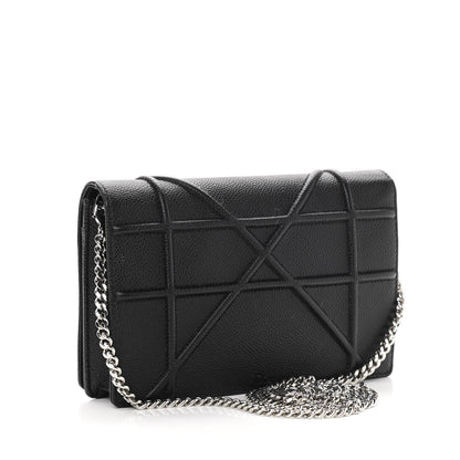 Christian Dior Grained Calfskin Diorama Wallet on Chain Pouch Black 2 of 13