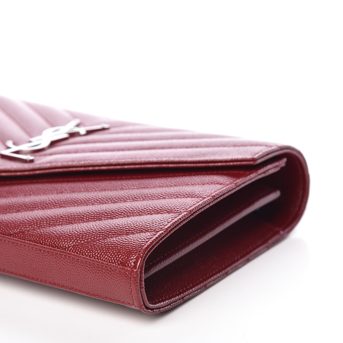 Grain De Poudre Matelasse Chevron Monogram Chain Wallet Palissandre