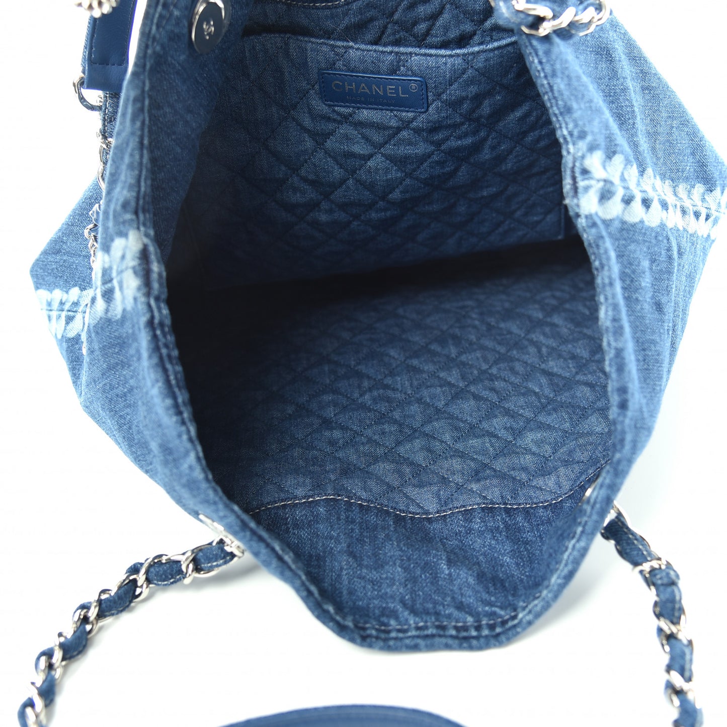 Denim Printed Shopping Bag Blue