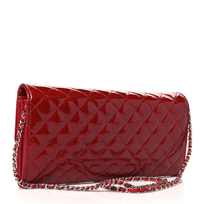 Chanel Patent Calfskin Quilted Brilliant East West Flap Clutch Red 3 of 11