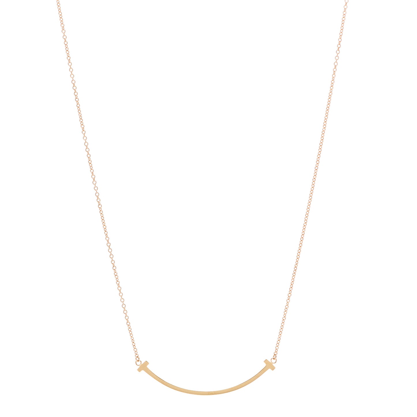18K Rose Gold Small T Smile Pendant Necklace