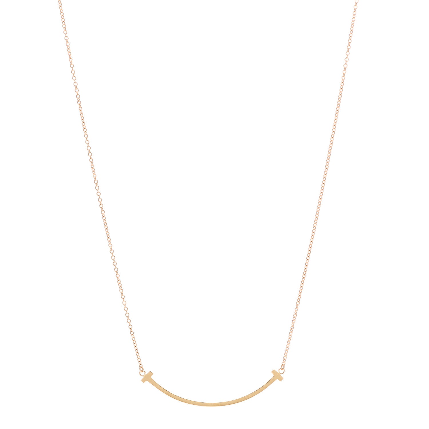 Tiffany 18K Rose Gold Small T Smile Pendant Necklace 1 of 4