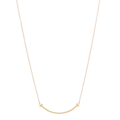 Tiffany 18K Rose Gold Small T Smile Pendant Necklace 1 of 4