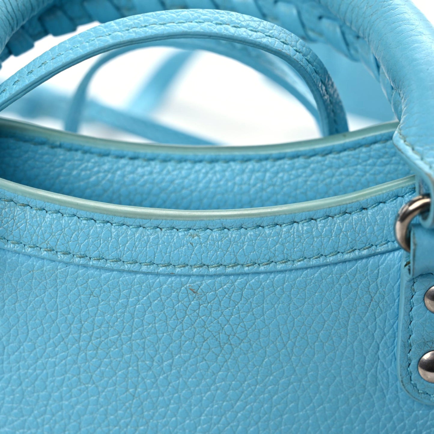 Grained Calfskin Neo Classic Silver Hardware Mini City Azur