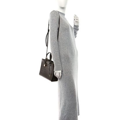 Marc Jacobs Calfskin Crocodile Embossed Mini Grind Tote Bag Dark Brown 2 of 9