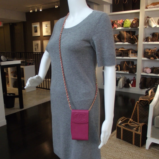 Caviar Cell Phone Crossbody Bag Pink