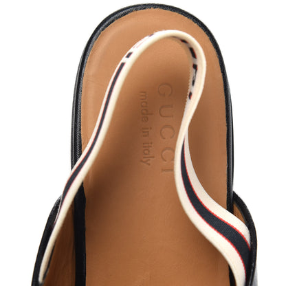 Gucci Goatskin Stripe Mens Horsebit Slingback Slippers 11 Black 6 of 9