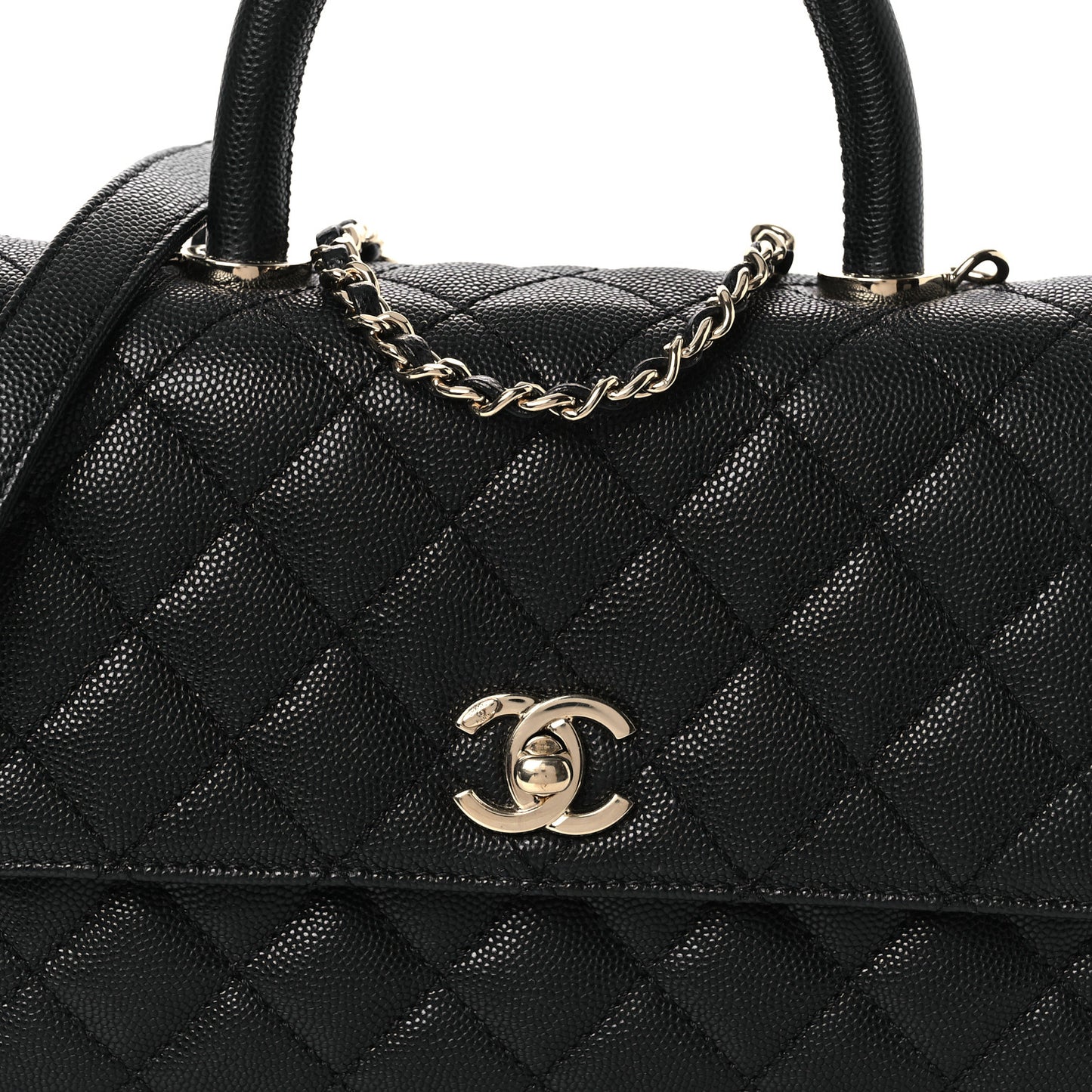 Caviar Quilted Mini Coco Handle Flap Black