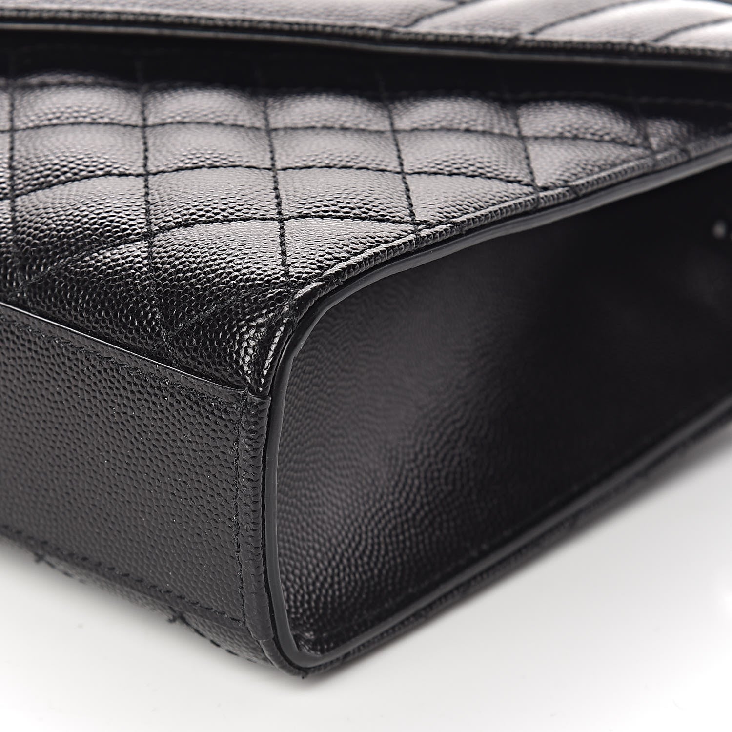 Saint Laurent Grain De Poudre Textured Mixed Matelasse Triquilt Medium Monogram Satchel Black 8 of 9