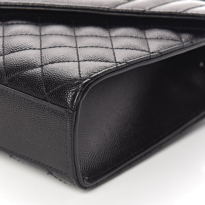Saint Laurent Grain De Poudre Textured Mixed Matelasse Triquilt Medium Monogram Satchel Black 8 of 9