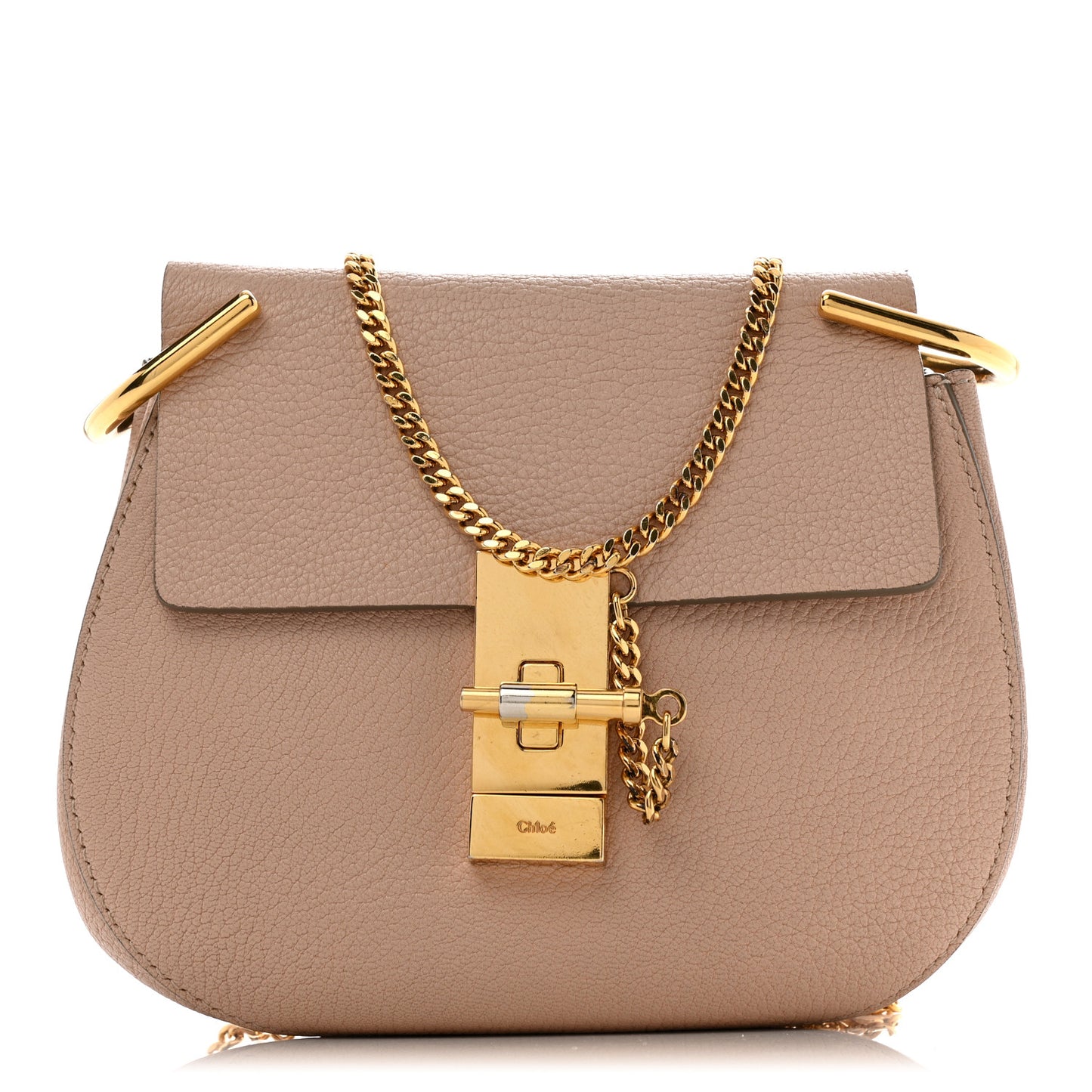 Grained Lambskin Mini Drew Shoulder Bag Cement Pink