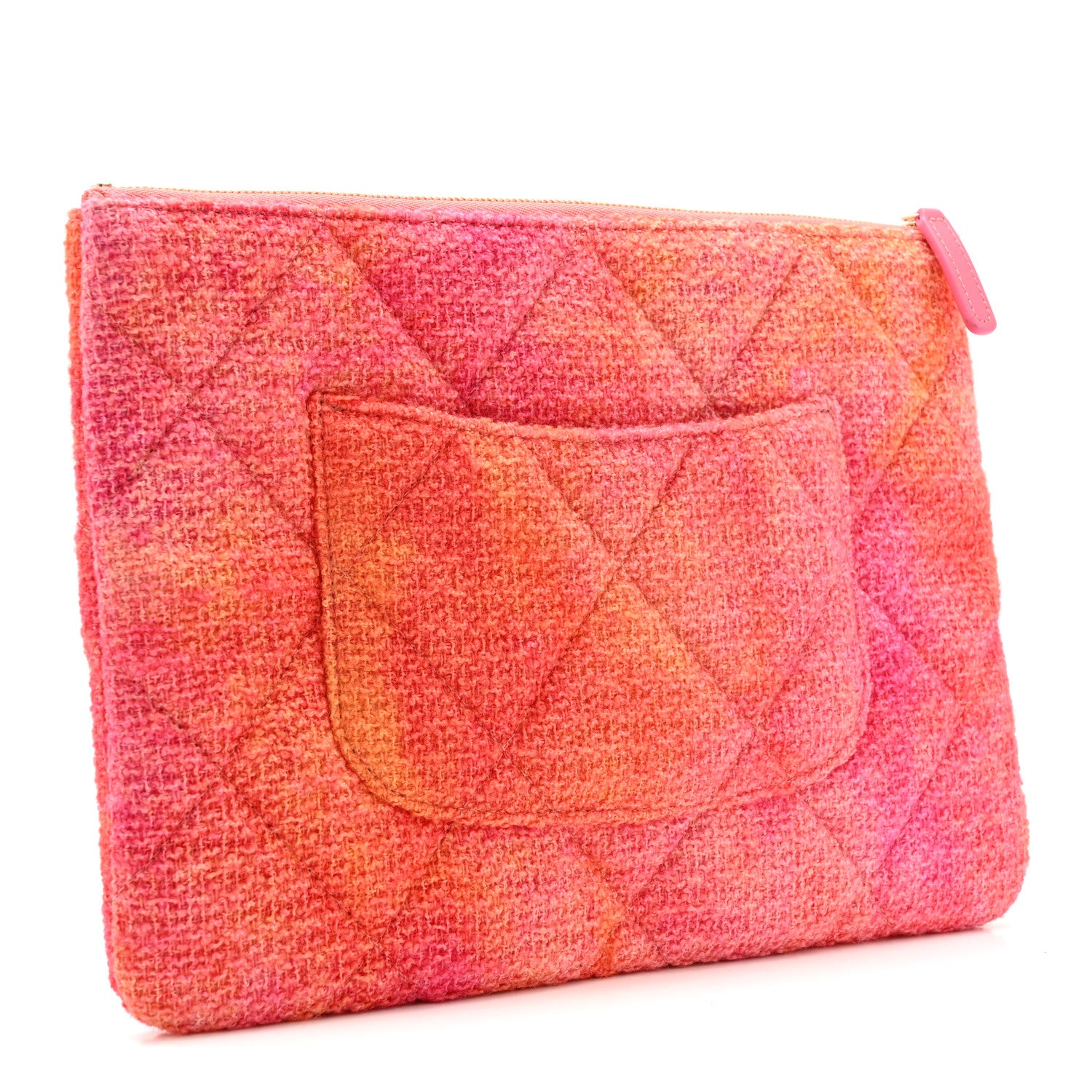 Chanel Tweed Large Chanel 19 Cosmetic Case Coral Pink 3 of 13