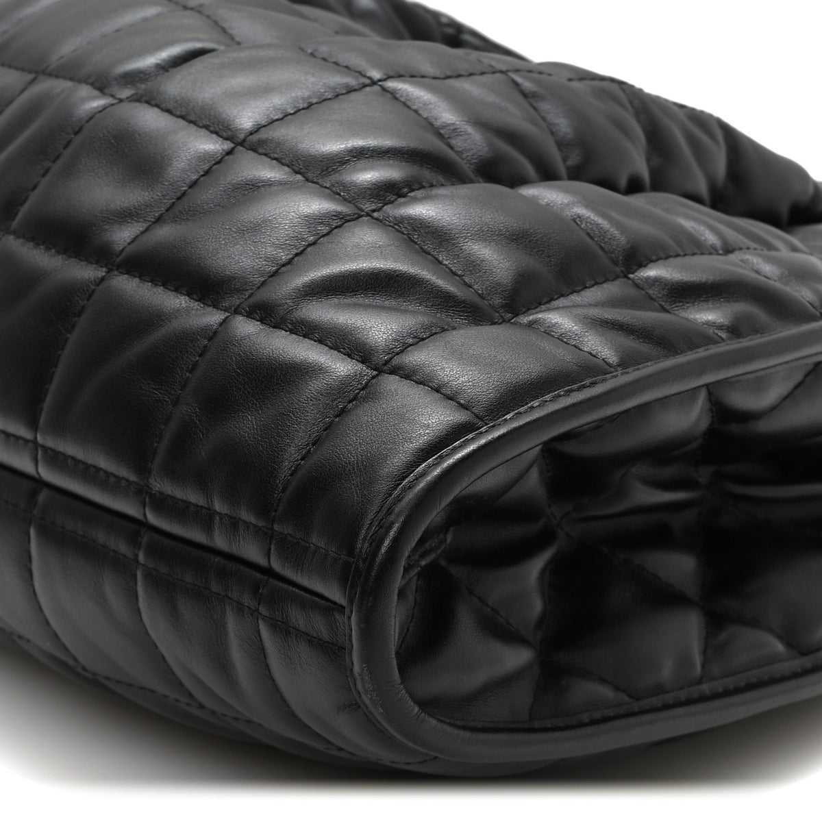 Calfskin Quilted Large Deco Tote Bag Black