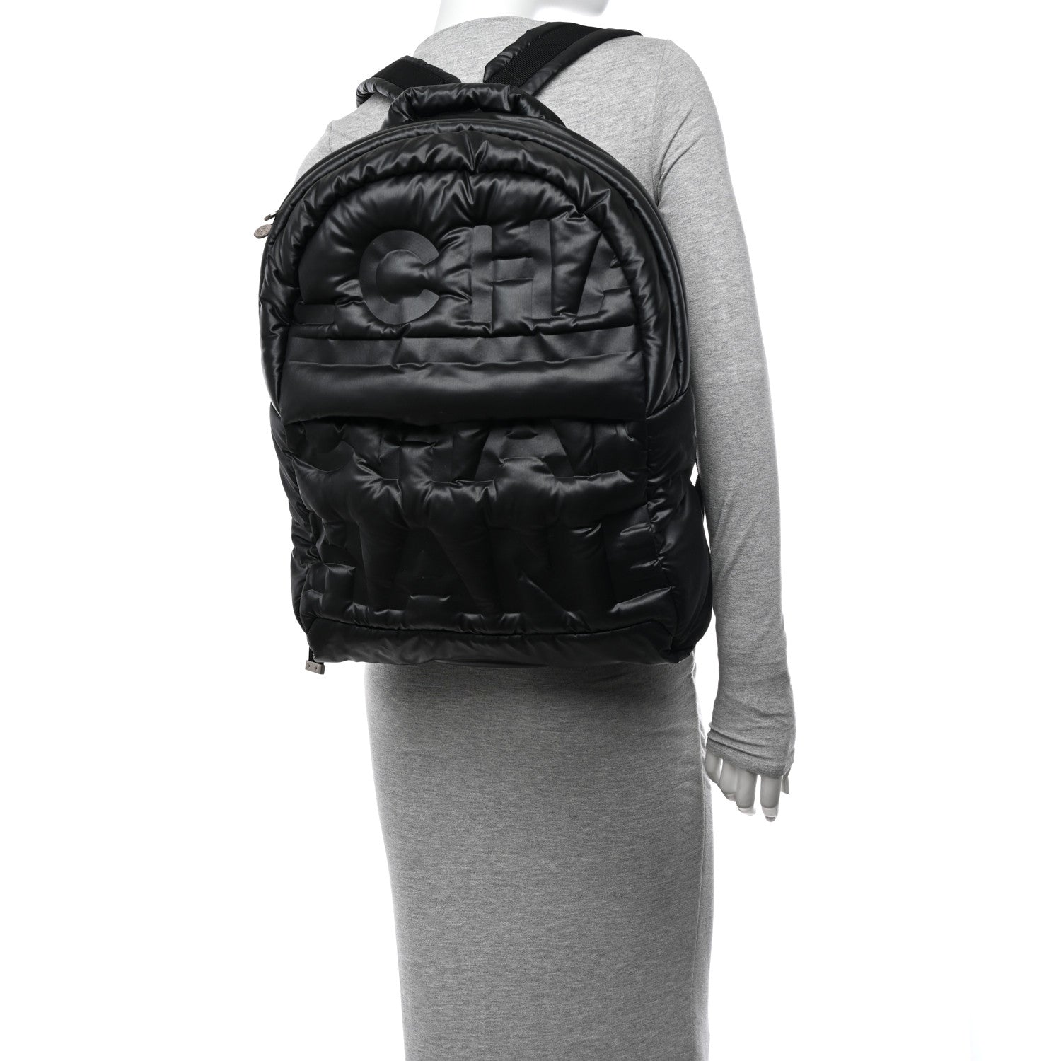 Chanel Nylon Embossed Doudoune Backpack Grey 2 of 16