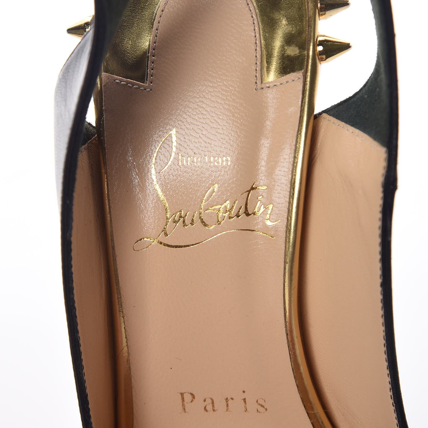 Christian Louboutin Kid Specchio Survivita 100 Slingback Pumps 36 Black Gold 7 of 9