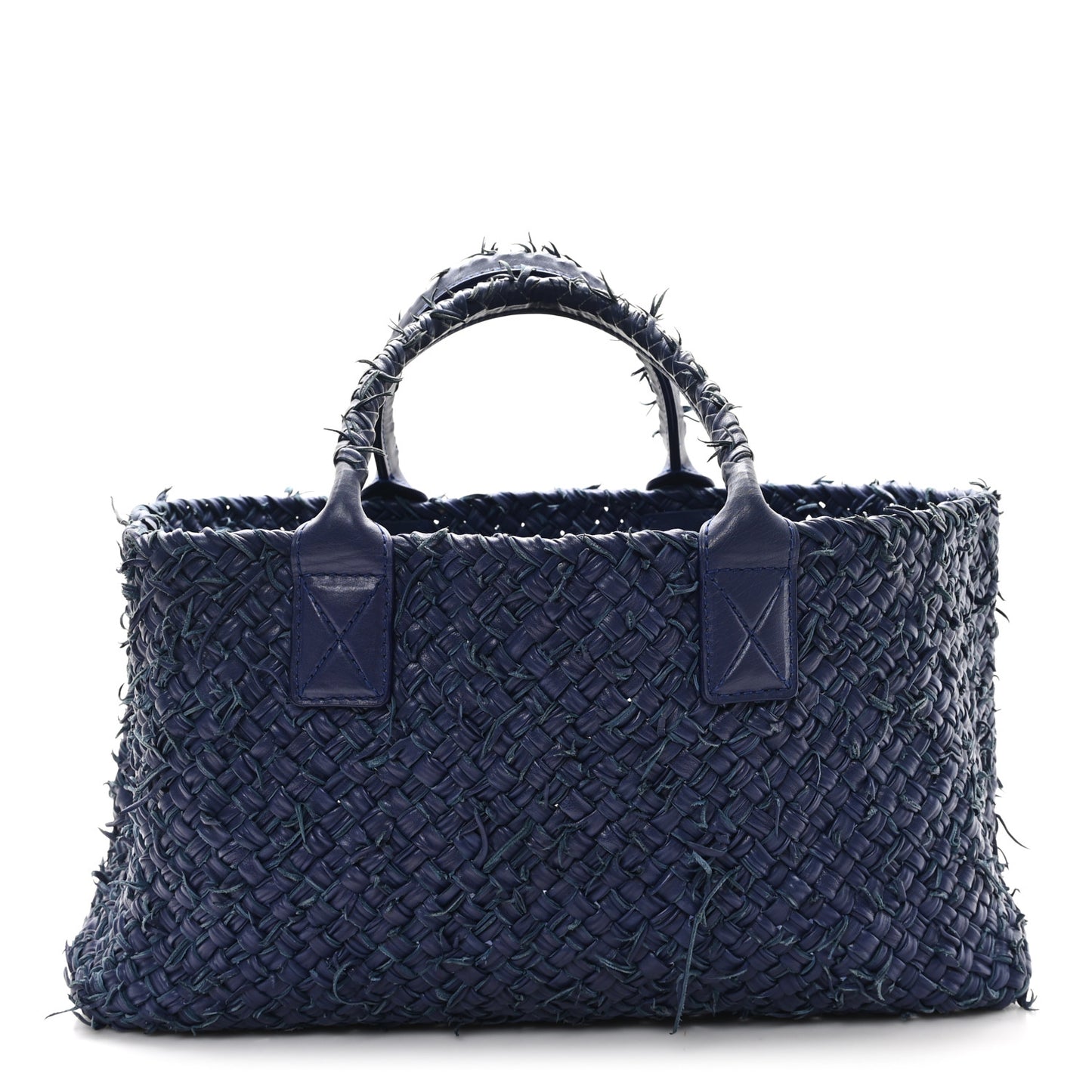 Chevre Intrecciato Fringe Netted Medium Cabat Tote Blue