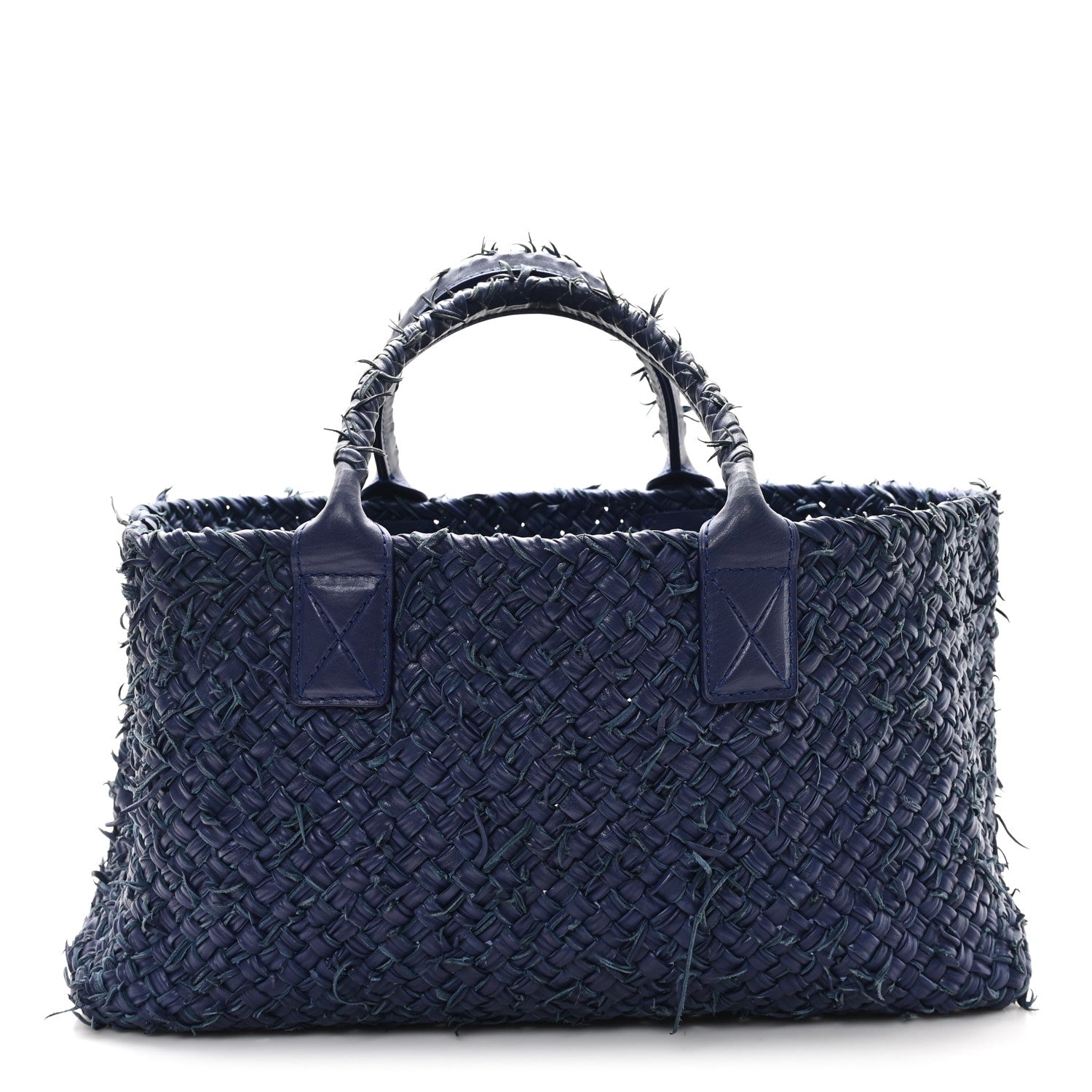 Bottega Veneta Chevre Intrecciato Fringe Netted Medium Cabat Tote Blue 1 of 11