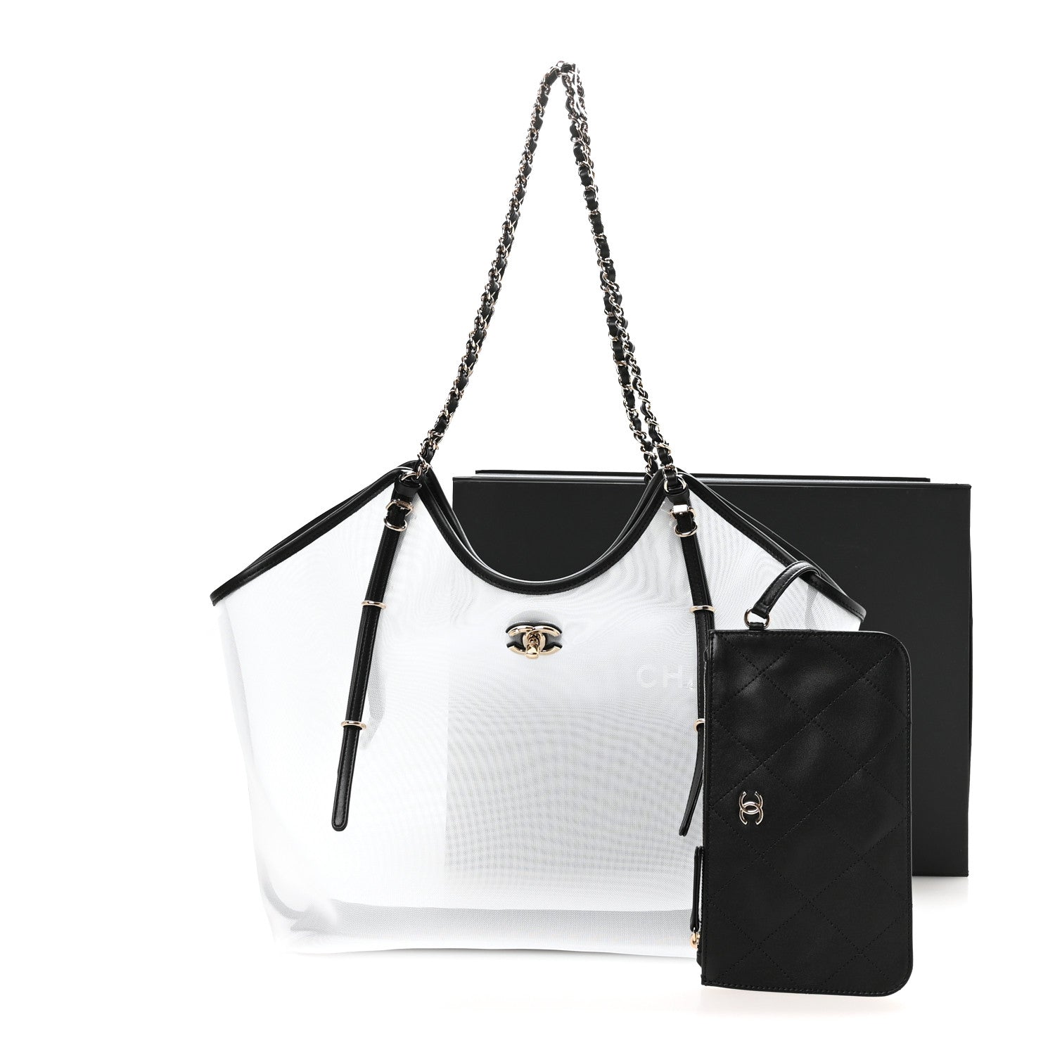 Chanel Mesh Calfskin Coco Beach Shopping Tote Black 11 of 11