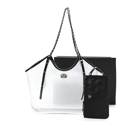 Chanel Mesh Calfskin Coco Beach Shopping Tote Black 11 of 11