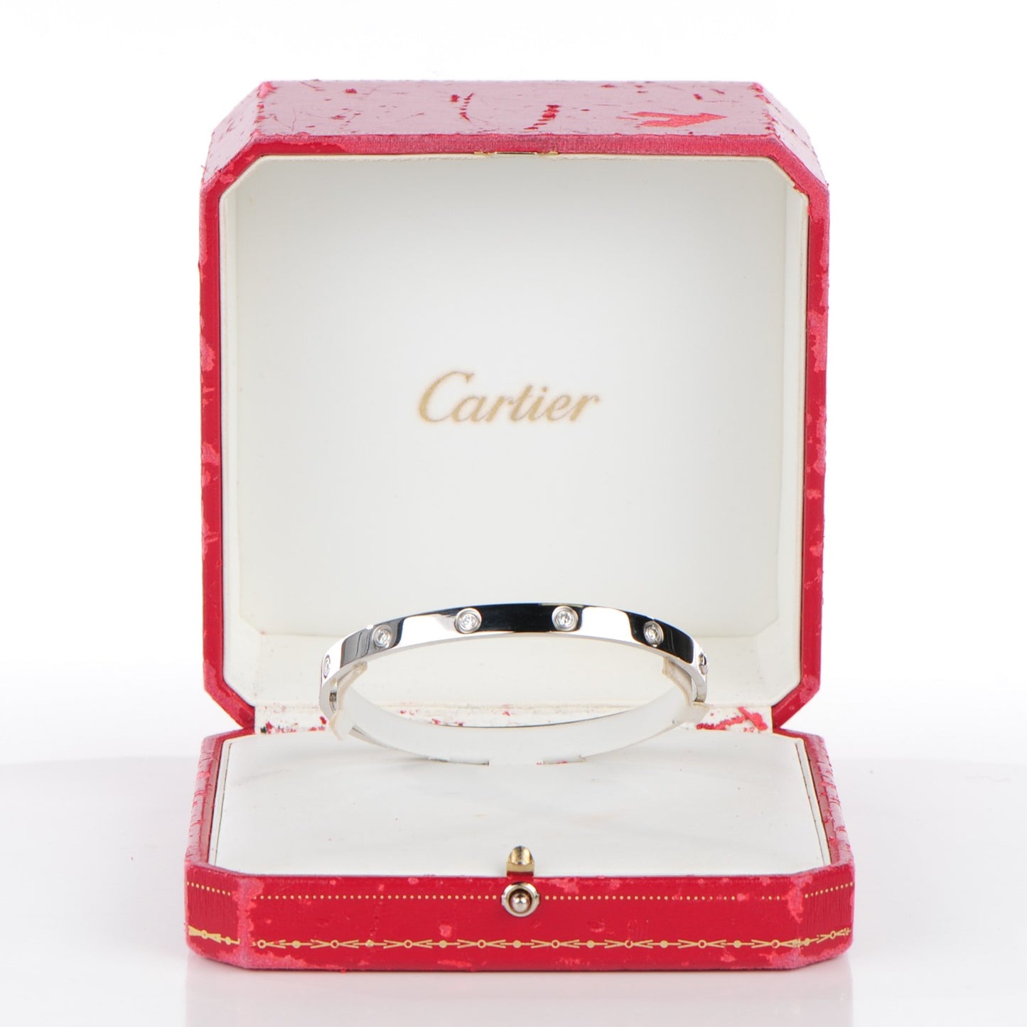 18K White Gold 10 Diamond LOVE Bracelet 21