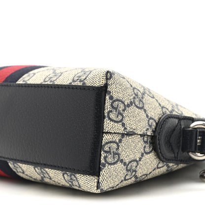 Gucci GG Supreme Monogram Textured Dollar Calfskin Web Small Ophidia Dome Shoulder Bag Beige Blue 18 of 21