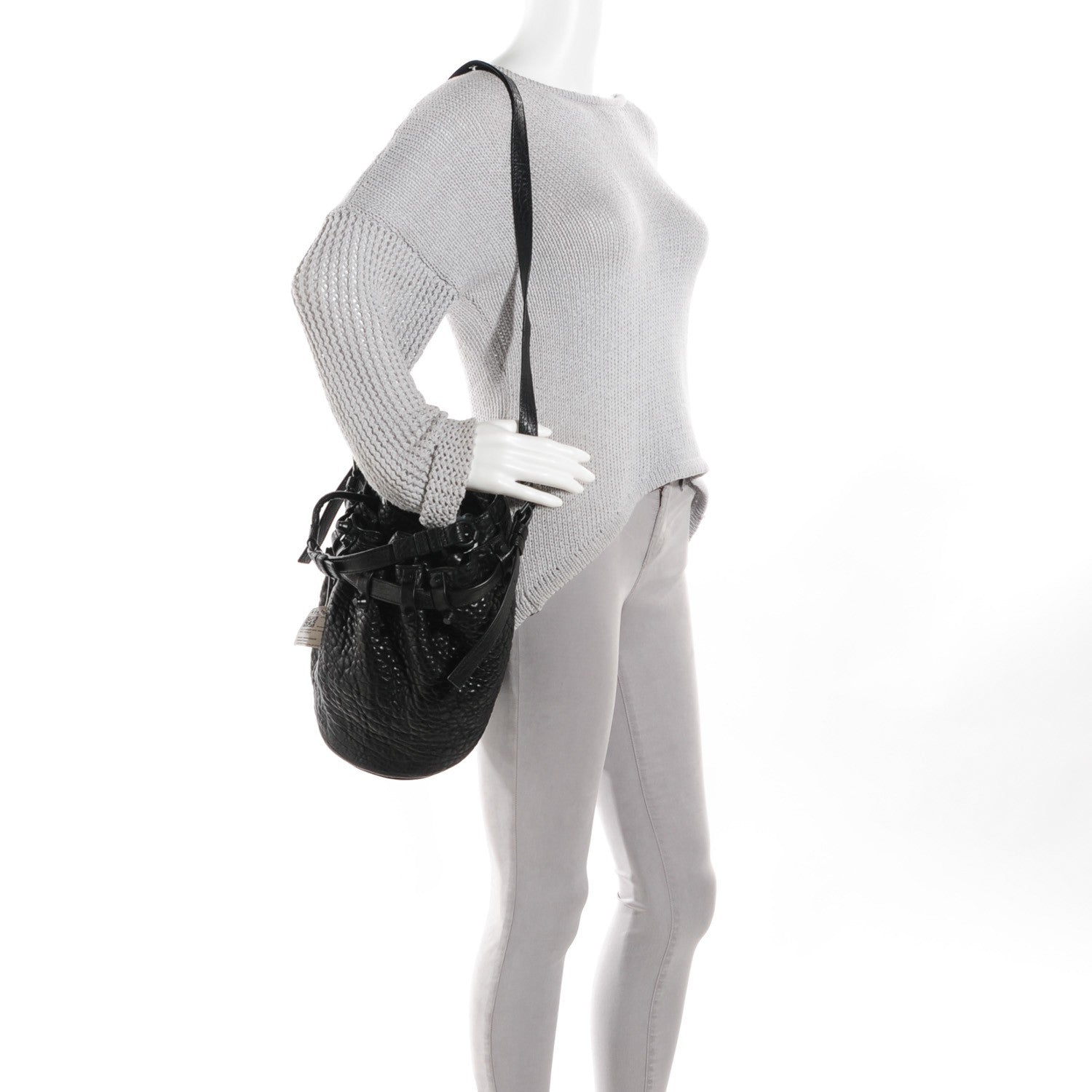 Alexander Wang Pebbled Lambskin Diego Bucket Bag Black w Black Hardware 2 of 8