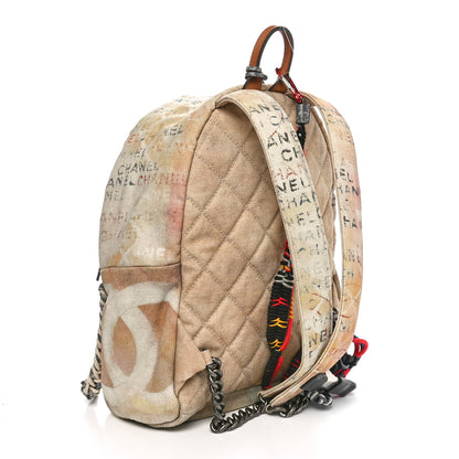 Chanel Graffiti Printed Canvas Medium Backpack Beige 3 of 10