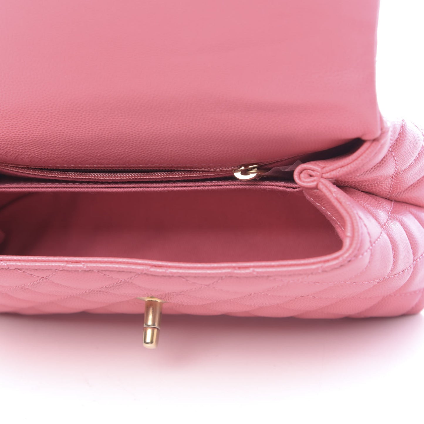 Caviar Lizard Embossed Quilted Mini Coco Handle Flap Pink