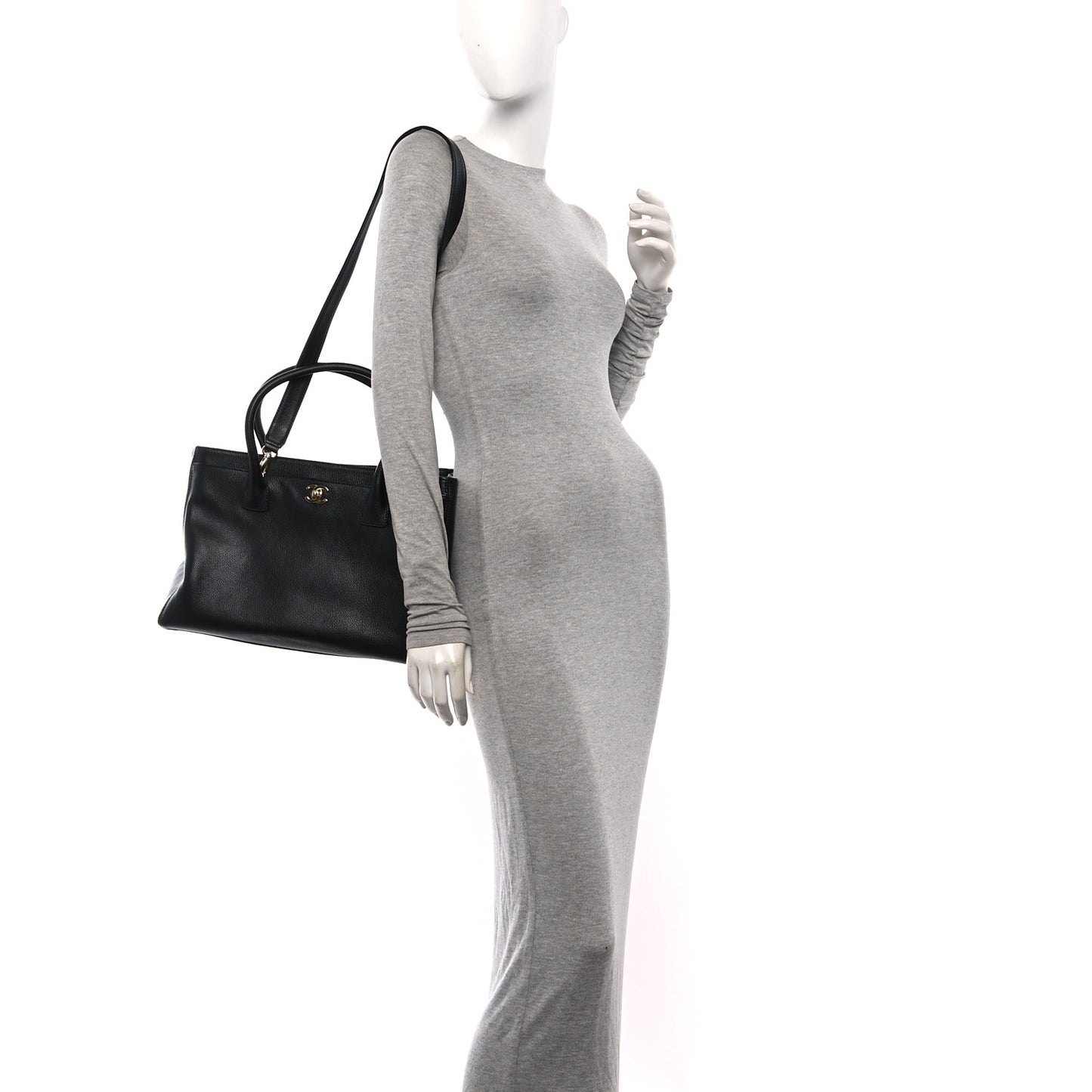 Calfskin Cerf Executive Shopper Tote Black