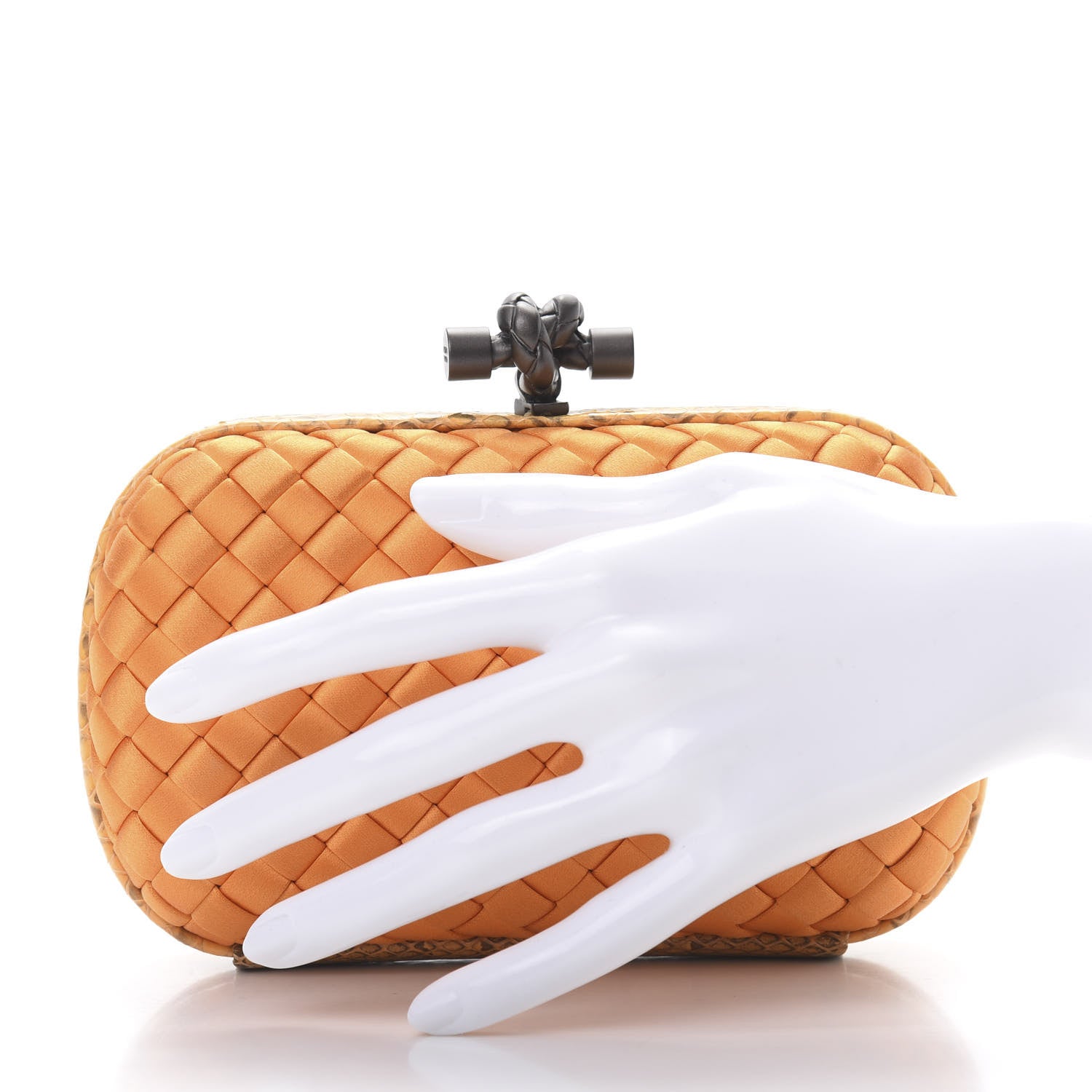 Bottega Veneta Satin Intreccio Impero Ayers Knot Clutch Orange 2 of 6