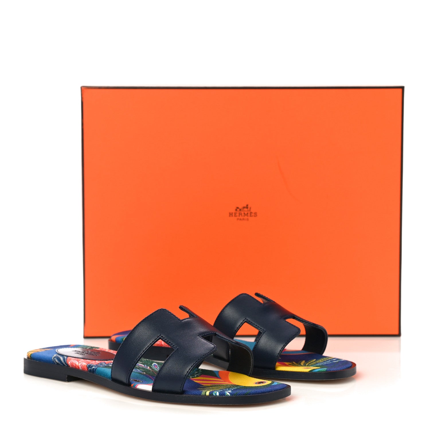 Hermes Calfskin Toucans de Paradis Oran Sandals 35.5 Bleu Indigo 12 of 12