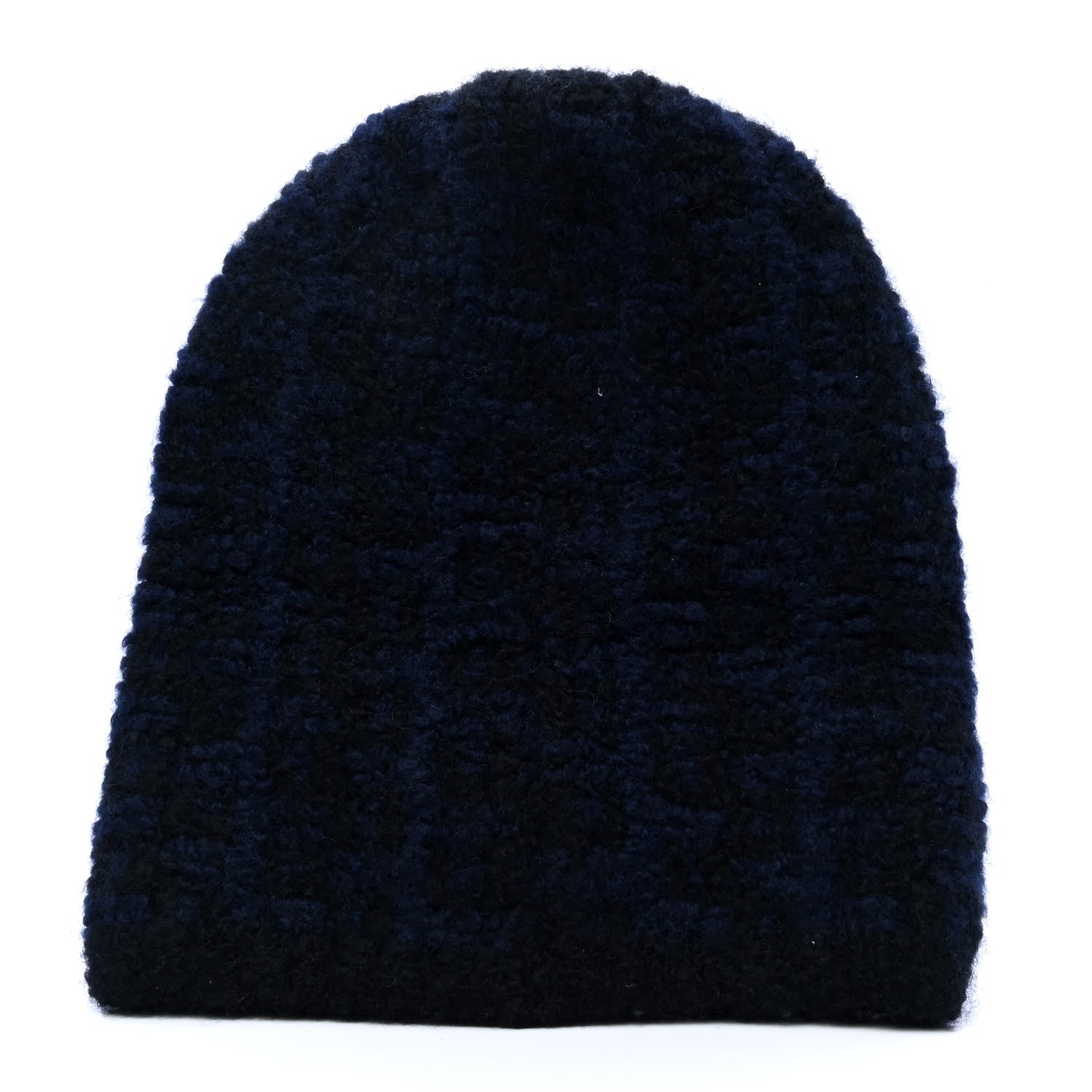 Chanel Cashmere Blend CC Beanie Hat Black Dark Blue 2 of 5