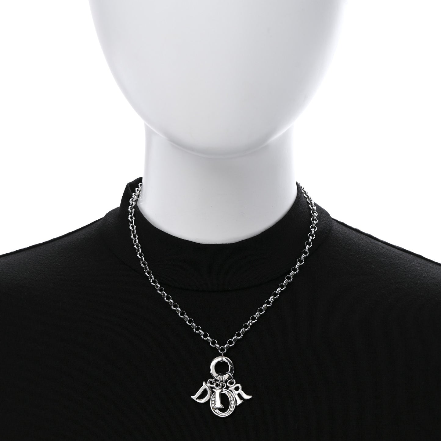 Crystal Logo Necklace Silver