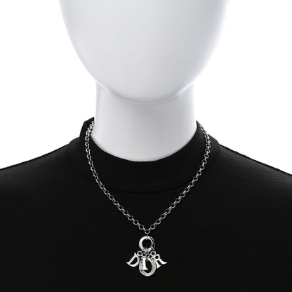 Christian Dior Crystal Logo Necklace Silver 2 of 6