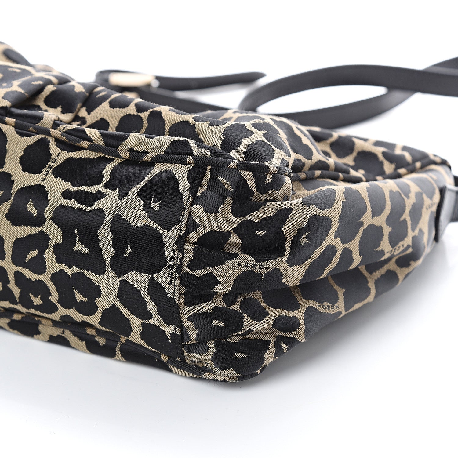 Fendi Jacquard Leopard Print Mia Shoulder Bag Taupe Black 8 of 8