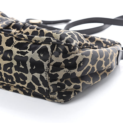 Fendi Jacquard Leopard Print Mia Shoulder Bag Taupe Black 8 of 8