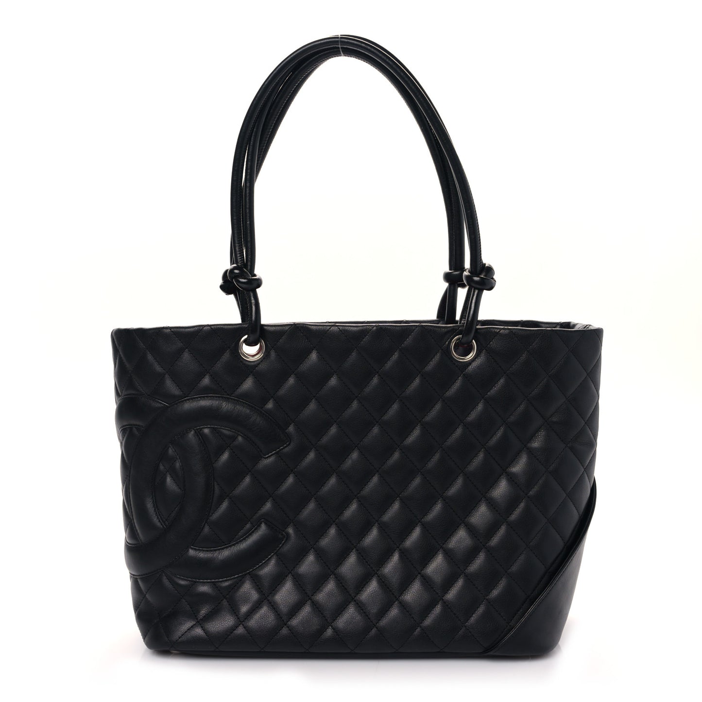 Calfskin Quilted Large Cambon Tote Black