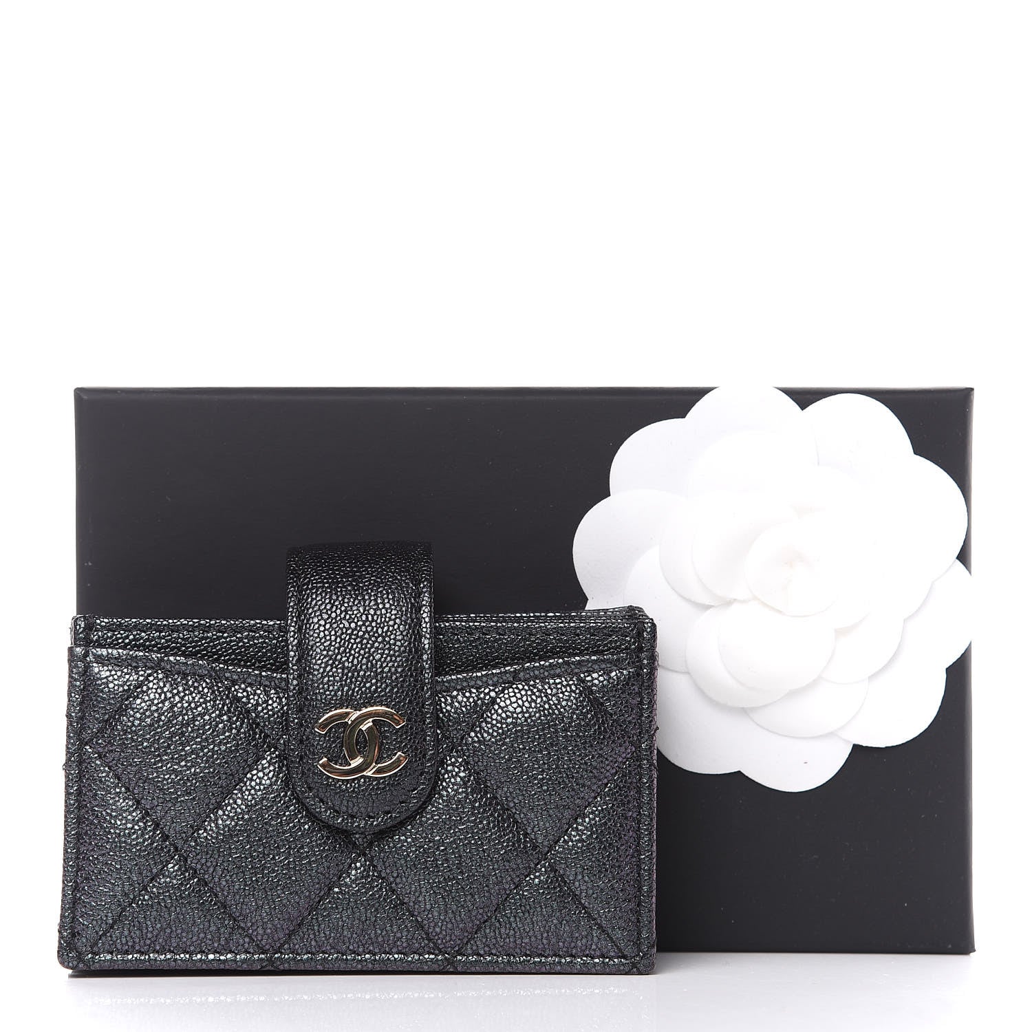 Chanel Iridescent Caviar Quilted Gusseted Card Holder Black 9 of 9