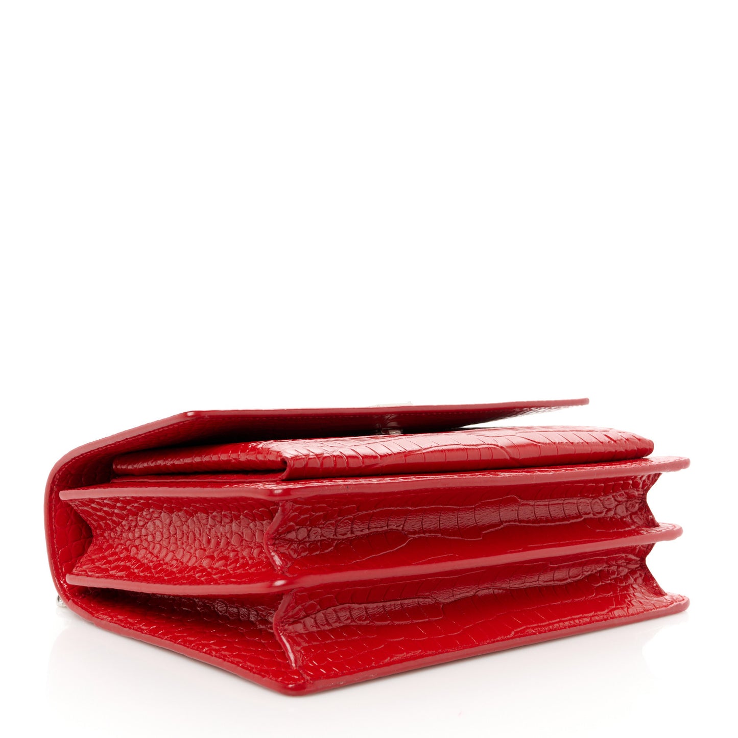 Calfskin Crocodile Embossed Medium Monogram Sunset Rouge Eros