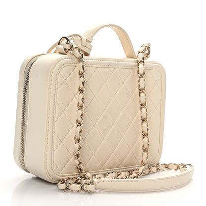 Chanel Caviar Quilted Medium CC Filigree Vanity Case Light Beige 3 of 11