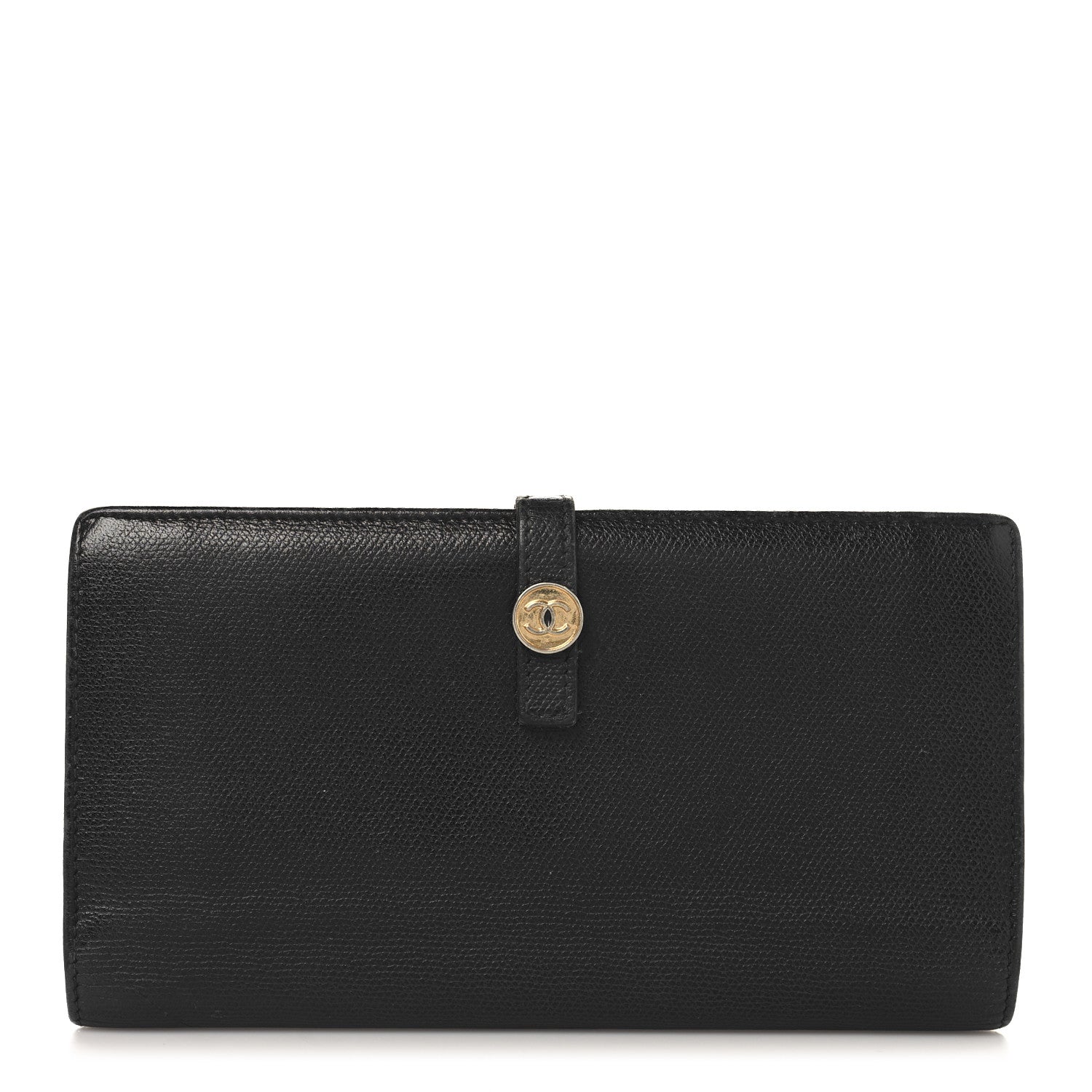 Chanel Grained Calfskin CC Button Long Wallet Black 1 of 12