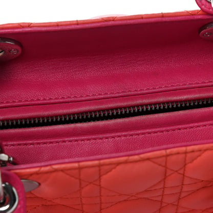 Christian Dior Lambskin Cannage Medium Bi-Color Lady Dior Orange Fuchsia 11 of 15