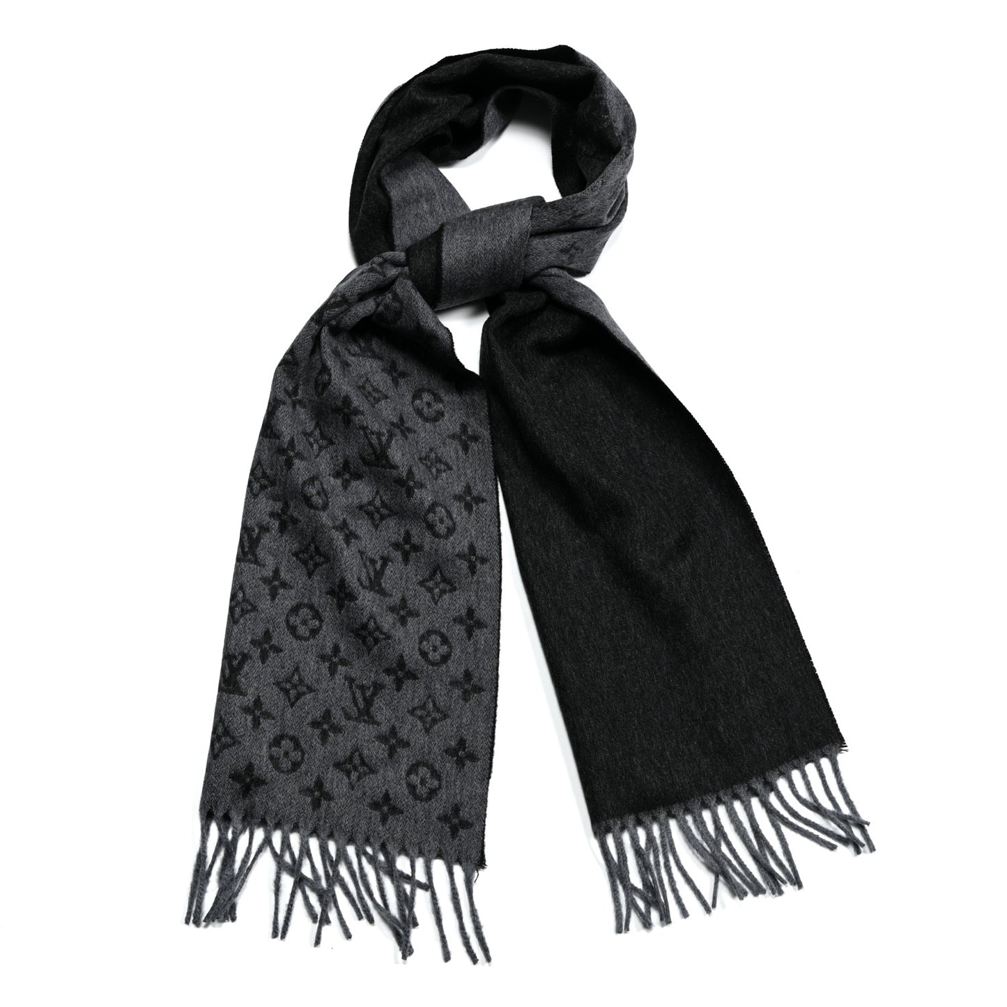Cashmere Wool Monogram Gradient Scarf Black
