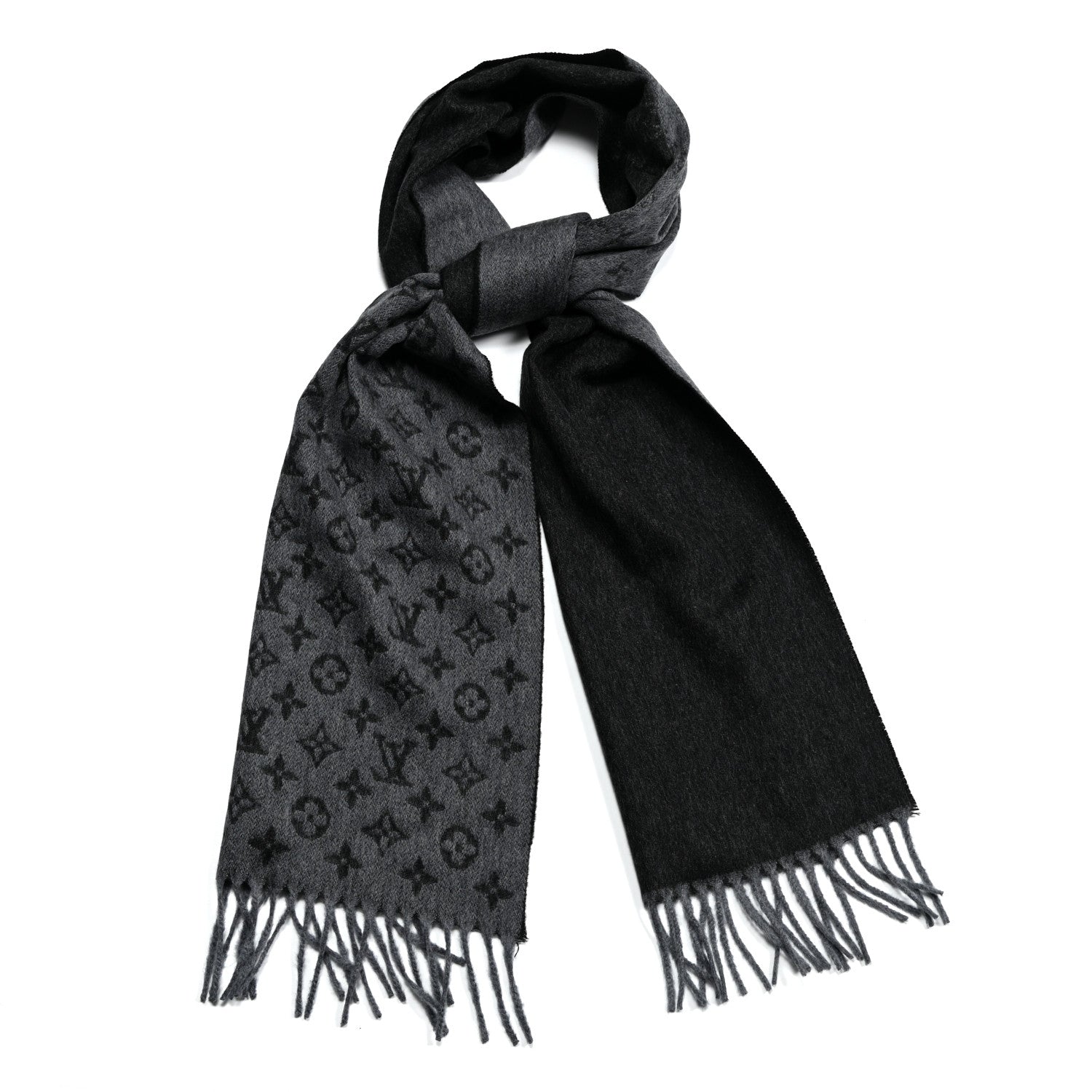 Louis Vuitton Cashmere Wool Monogram Gradient Scarf Black 1 of 4
